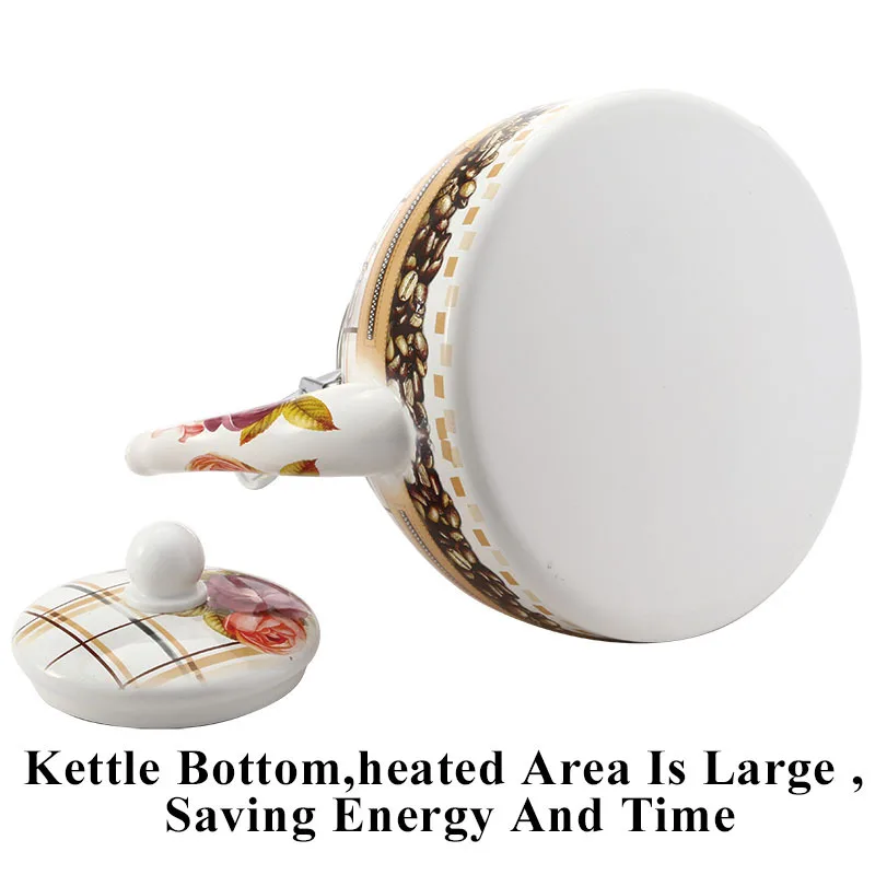 Эмалированный чайник большой емкости 4л прочный эмалированный заварочный