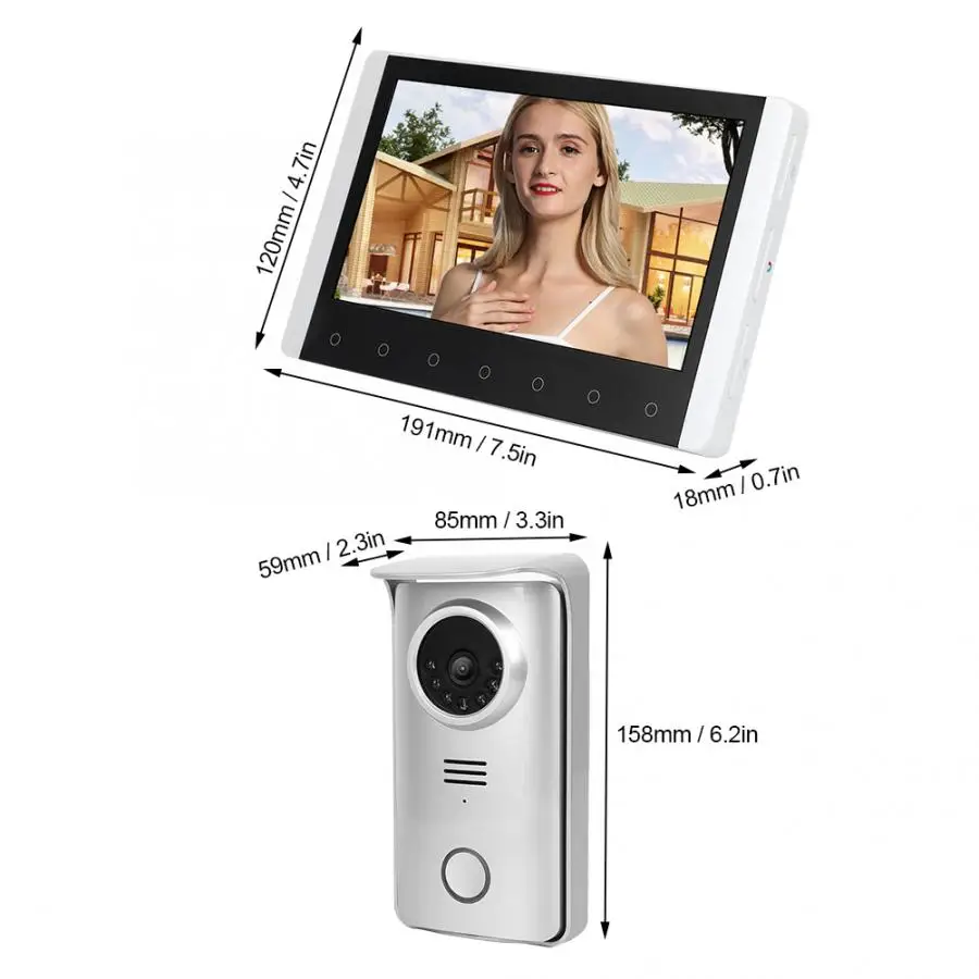 100-240 в 7 дюймов TFT LCD 2 4G беспроводной Визуальный дверной звонок ночное видение