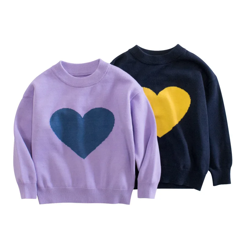 Valentine Heart Pattern Kids Sweater Soft Comfortable Unisex Boys Girls Pullover Children Knit Clothes