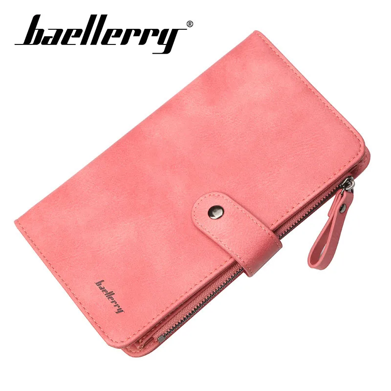 

Baellerry Wallet Women Business Solid Long Wallet PU Leather Zipper Hasp Porta Hand Bag Smartphone Card Holder Organizer Wallet