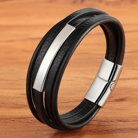tyo charm punk stainless steel jewelry leather bracelets for men hip hop accessories chain multilayer gift for friends