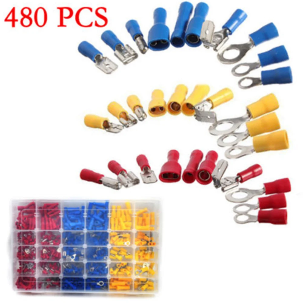 

480pcs Boxed Cold-pressed Terminal Block 30 Types Of Cold-pressed Terminal Set Practical Terminal Block