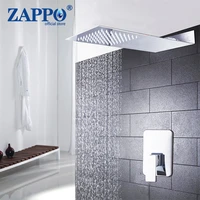 zappo luxury bathroom shower kit faucet set rainfall chrome polish shower head wall mounted square brass shower set direct