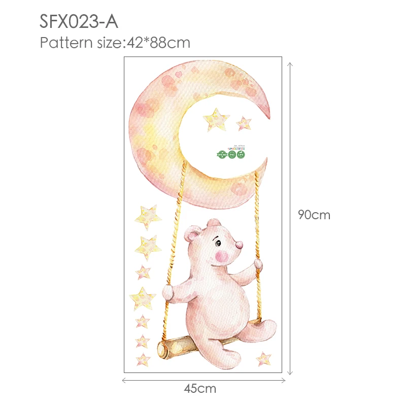

Swinging Bear and Moon Star Wall Stickers for Kid Rooms Bedroom Decoration DIY Lovely Animal Nursery Mural Stickers
