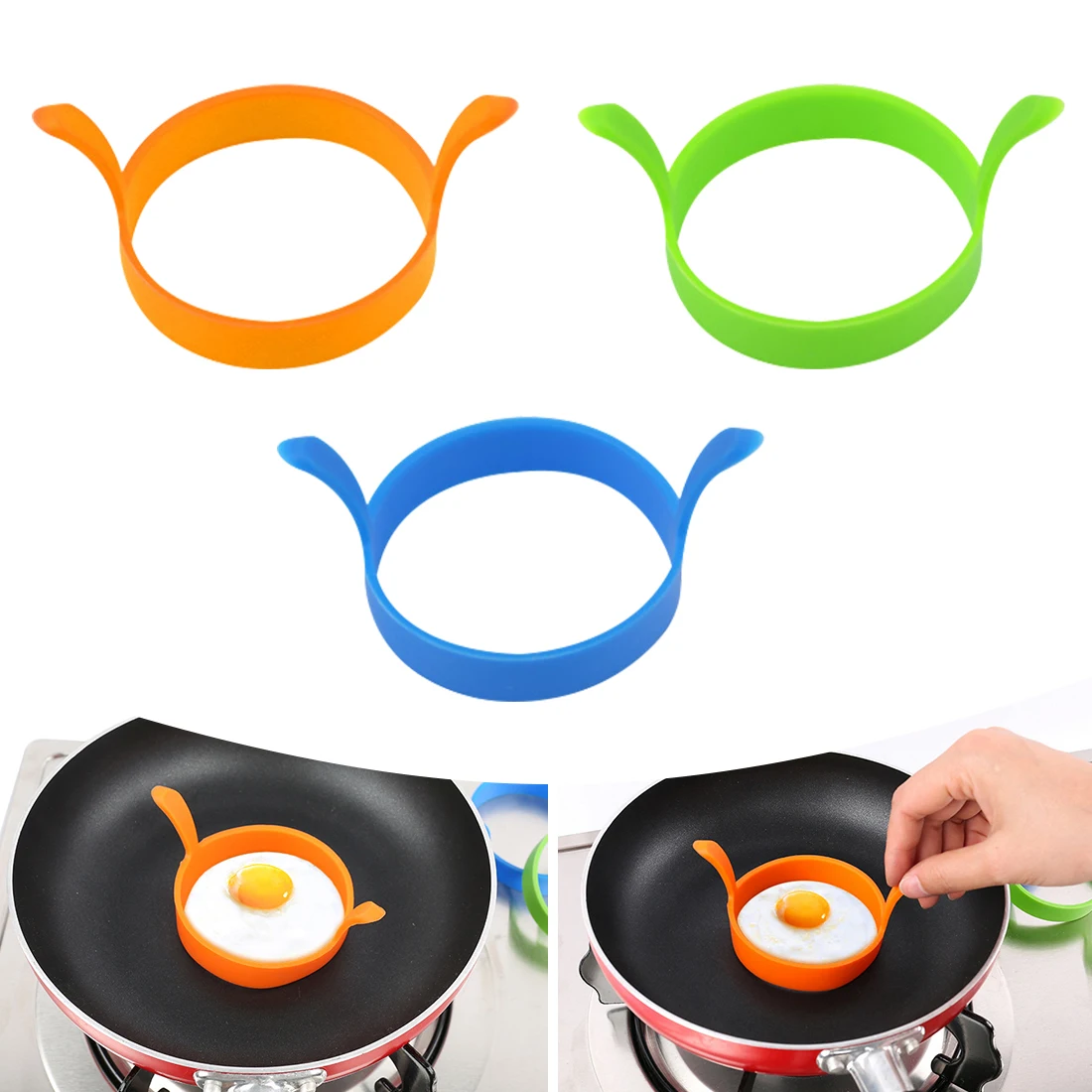 

Fried Egg Mold Binaural Egg Fried Ring Food Grade Silicone Pancake Ring Breakfast Fried Egg Tool Kitchen Baking Accessories 1pc