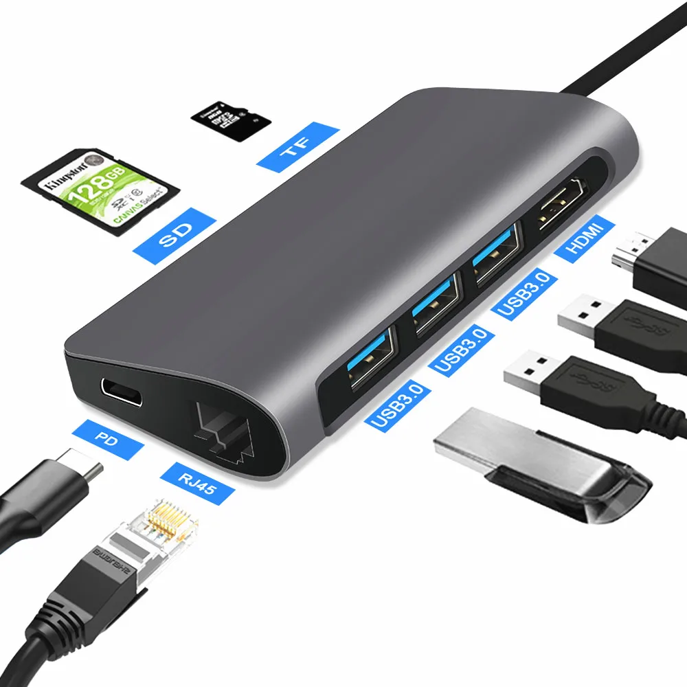 USB C концентратор типа для мульти Thunderbolt 3 HDMI адаптер док-станция MacBook Pro PD