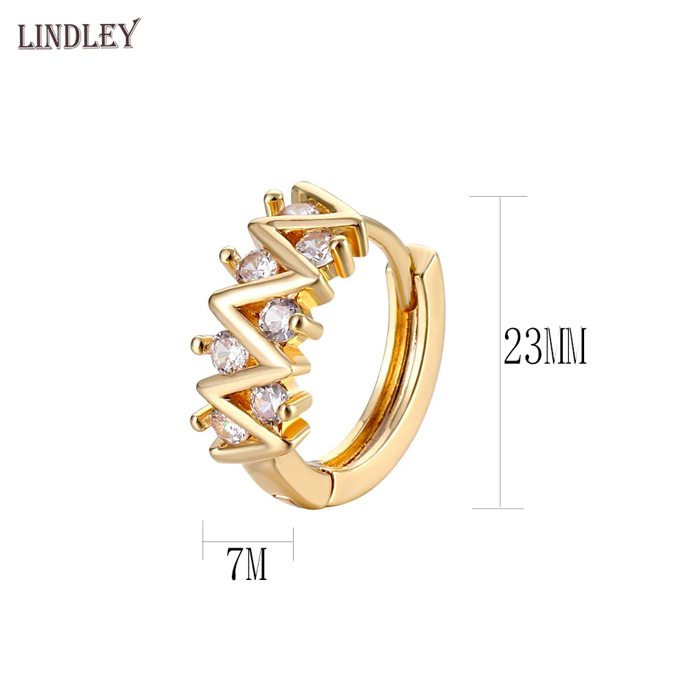 Женские серьги кольца LINDLEY розовое золото 585 пробы циркониевые для мужчин