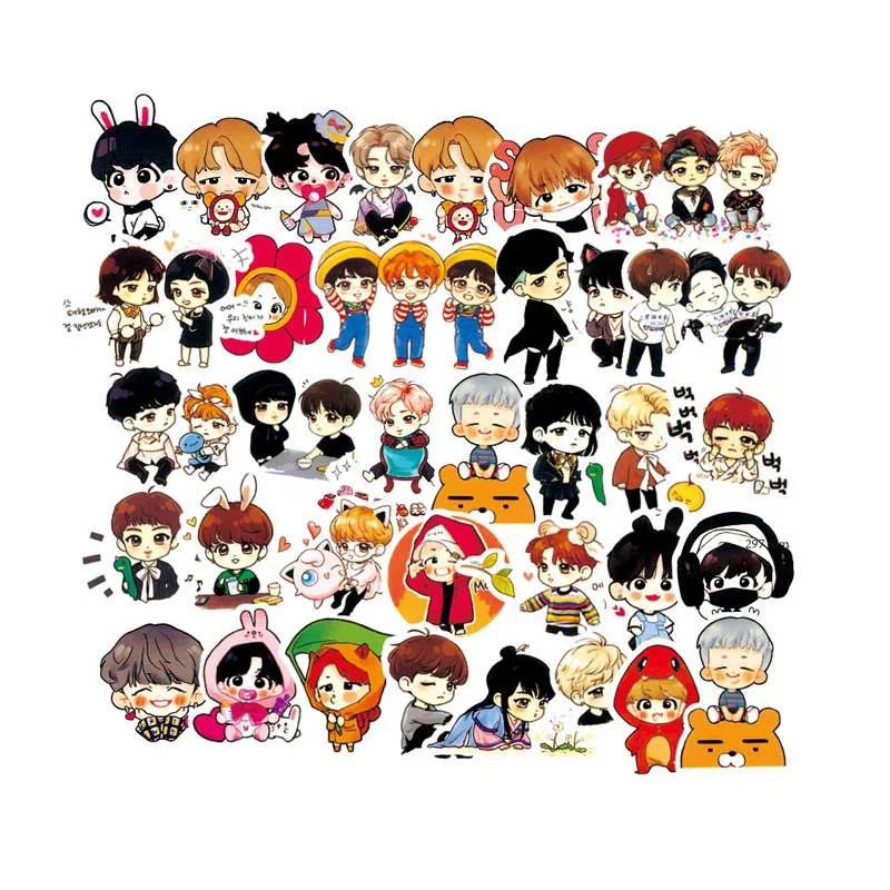 

120Pcs Korean Stars Kpop Carton Toy PVC Sticker For Skateboard Luggage Notebook Laptop Decals Idols Cute Photos Stickers Toy