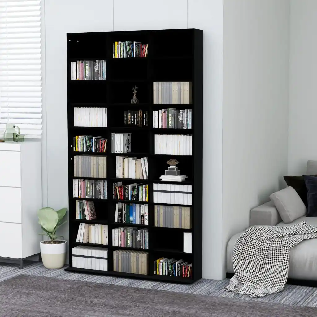 

CD Cabinet Black 40.6"x9"x69.9" Chipboard