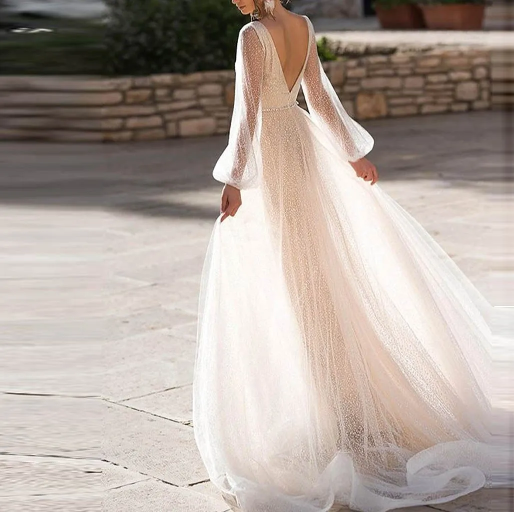 Женское платье с глубоким v образным вырезом однотонное белое кружевное длинным