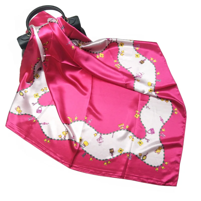 

Autumn and Winter New Scarf Women 90*90cm Hair Neck Decoration Professional Silk Wrap Small Square Customized Lady