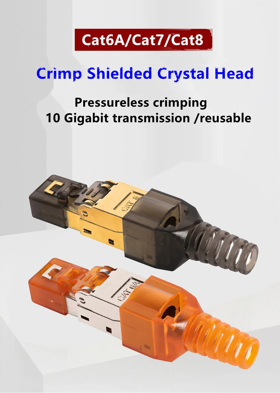 Cat6A Cat7 Cat8 Rj45 разъем Ethernet адаптер без инструментов обжимной экранированный Кристалл головка 8P8C сетевой Ethernet кабель Разъем