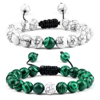 handmade natural green malachite stone onyx beaded bracelets for women men braided adjustable wristbands bangles couples jewelry