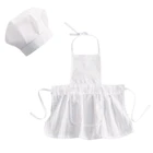Детские белые шеф-повара костюм Кухня колпак и Фартук комплект Косплэй новорожденных Подставки для фотографий форма кулинарная одежда наряды