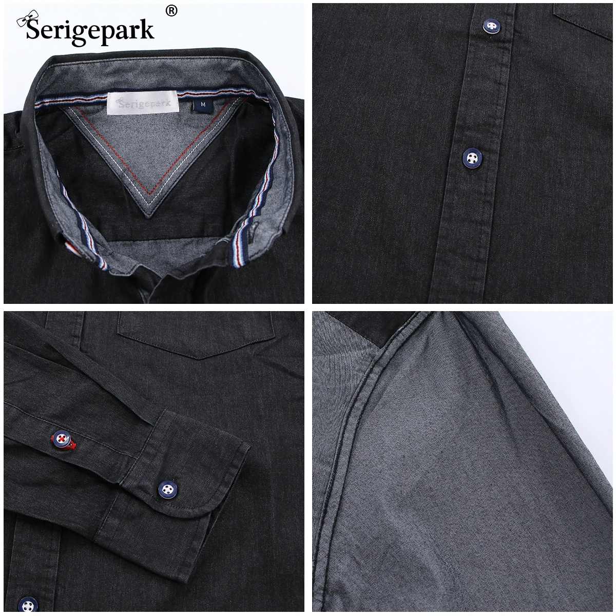 

mens serige park Eden shirts man jeans shirt Solide casual design four season wear men's wear style for business classical