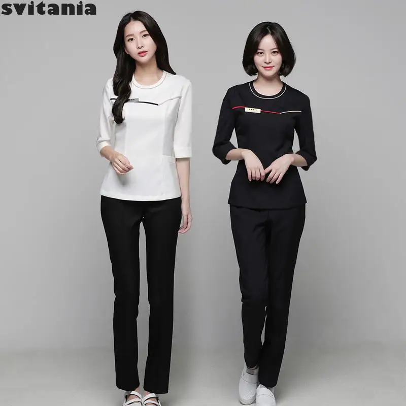 Embroidery Work Clothes Pants Set Beauty Salon Beautician Spa Foot Bath Technician Uniform |