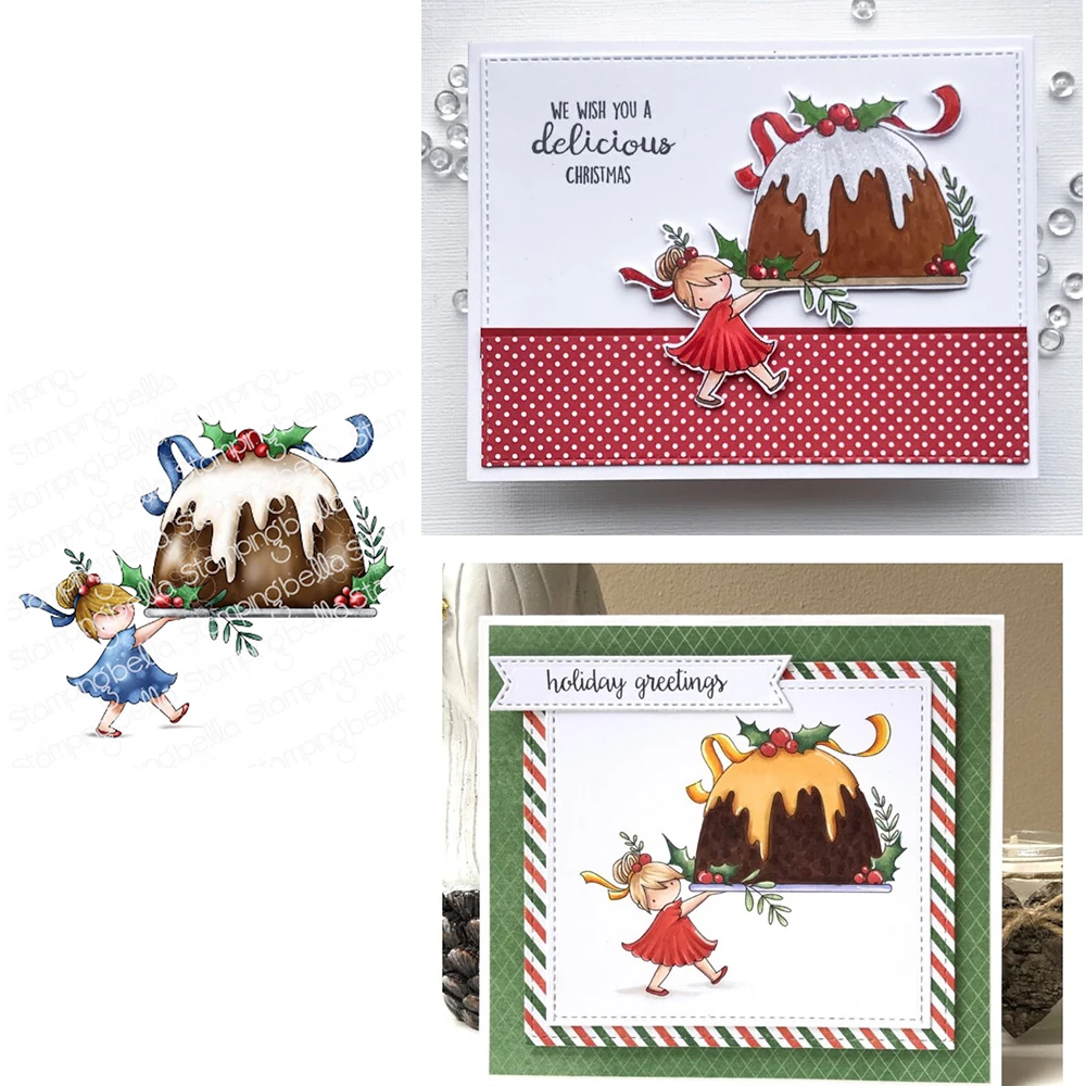 

Girl Serving Cake Metal Cutting Dies And Clear Stamps Cut Die Mold Blade Knife Punch Scrapbook Paper Craft 2021 New