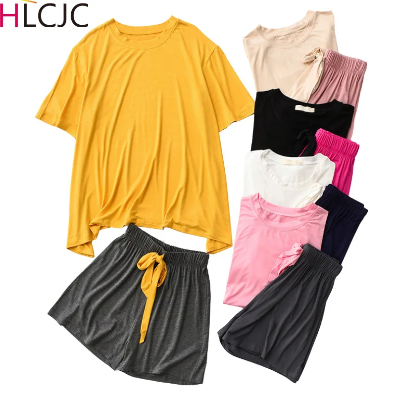 Новая Модальная Пижама для женщин с круглым вырезом и коротким рукавом шорты