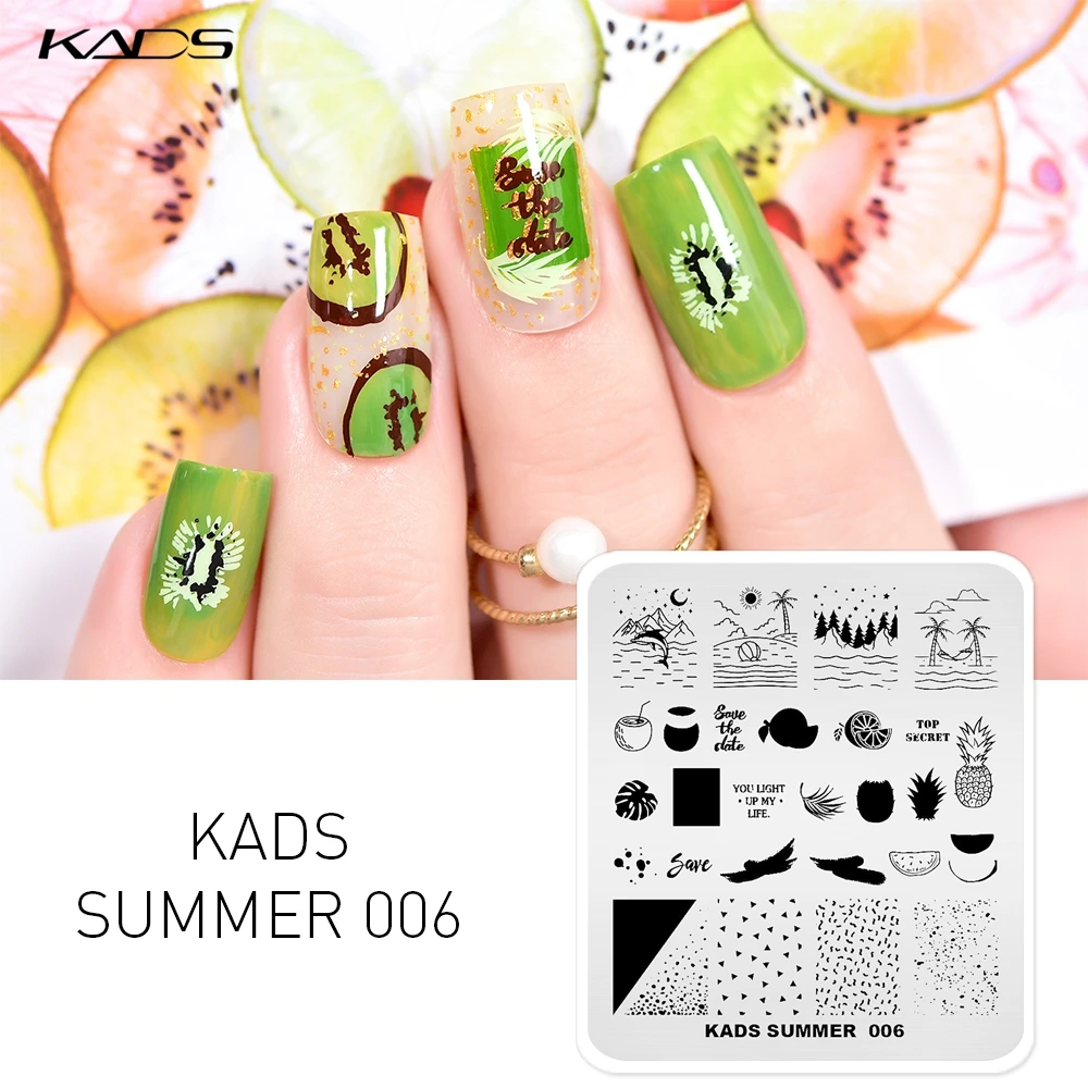 Summer 006 KADS пластины для стемпинга ногтей Летняя тема Фламинго листья Перепечатка Маникюр шаблоны для стемпинга трафарет для нейл-арта штамп - Цвет: Summer 006