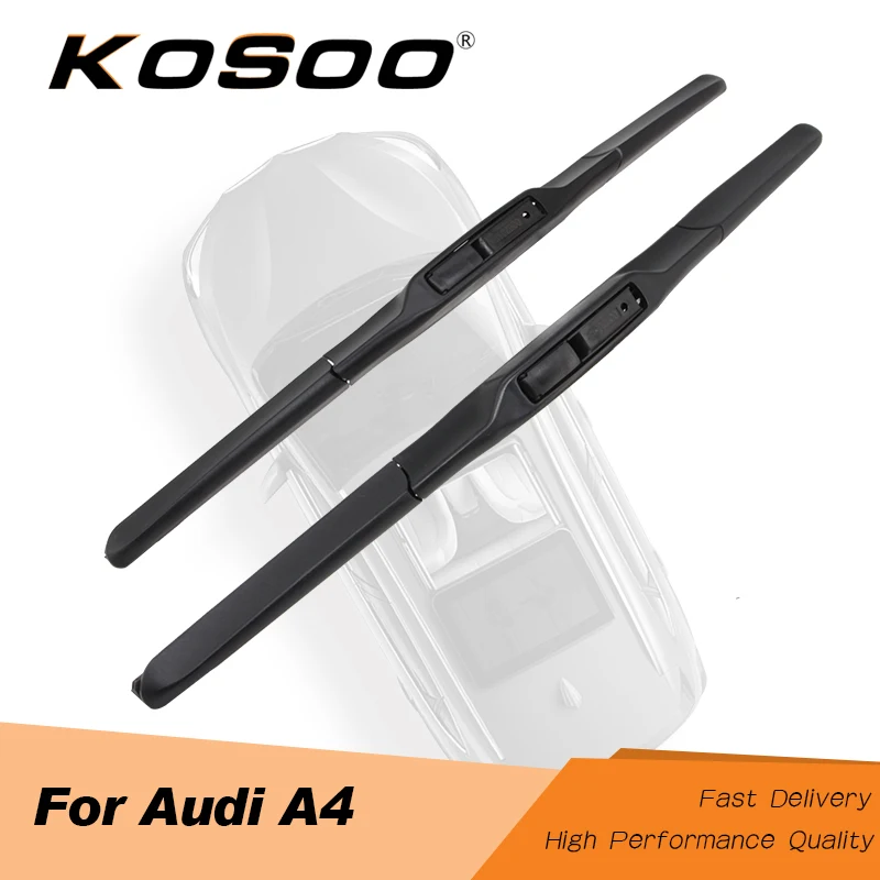 KOSOO For AUDI A4 B5 B7 B8 B9 Model Year From 1995 To 2018 Car Windscreen Wiper Blades Rubber Fit Hook/Slider/Push Button Arms