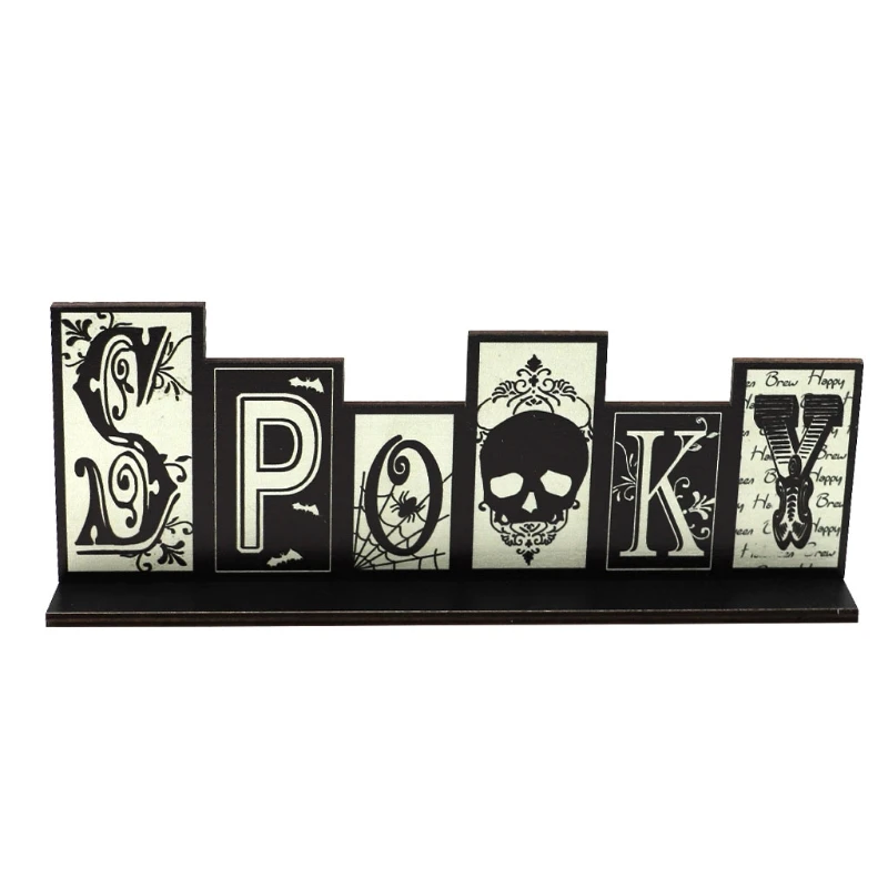 Деревянные настольные украшения в виде черепа Хэллоуина паутины креативный