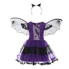 Новинка, детское платье Летучая мышь для косплея на Хэллоуин для девочек, с повязкой на голову в виде крыла, костюм для вечеринки на Хэллоуин, комплекты для карнавала, одежда
