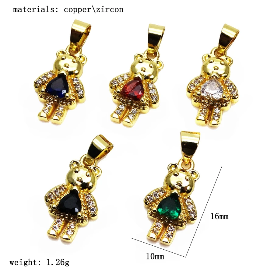 Симпатичный маленький медведь микро циркон кулон плюшевый мишка леди медальон в