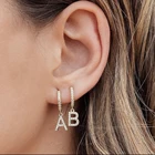 A-Z 26 Lettar на английском языке, подвеска, серьги, Мода CZ Циркон крошечные ухо пряжкой Обручи из нержавеющей стали, серьги первоначального пирсинг ювелирные изделия