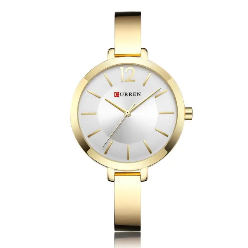 

Часы CURREN женские кварцевые из нержавеющей стали, модные ультратонкие романтические золотистые