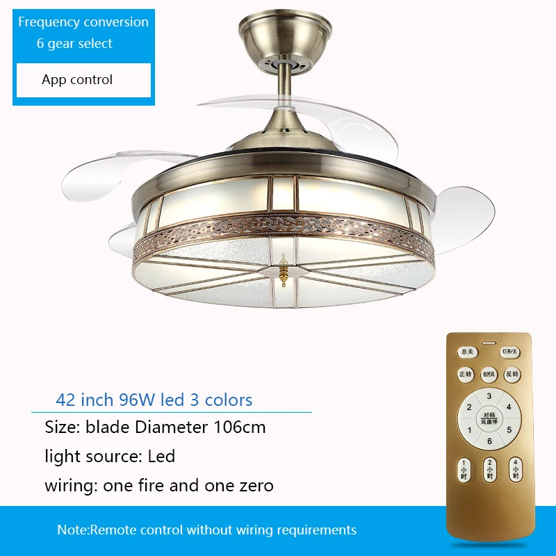 

Modern Luxurious Mute Timing Remote Control Living Room Bedroom Home LED Ceiling Fan Light High Quality Crystal Glass Fan Lamp