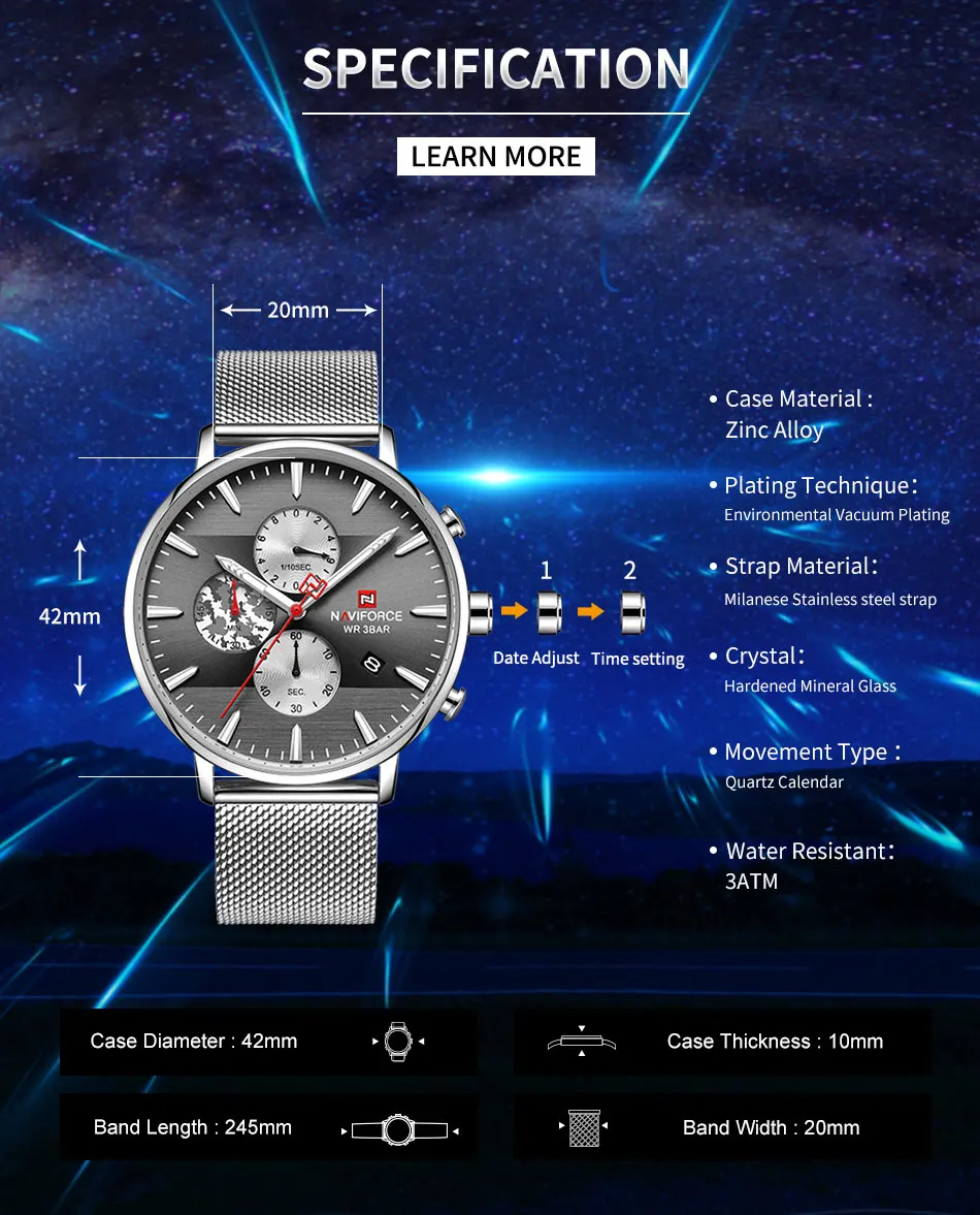Мужские наручные часы naviforce модные повседневные кварцевые мужские часы, хронограф водонепроницаемые аналоговые наручные часы Мужские часы Relogio Masculino