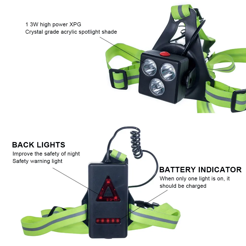 

Chest Running Light Night Warning Lights USB Rechargeable Chest Light with Adjustable Beam for Runner Jogger Camping Cycling
