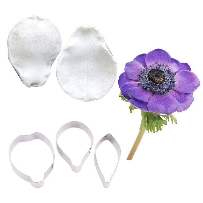 Большой анемон цветок лепесток силиконовые формы для украшения торта