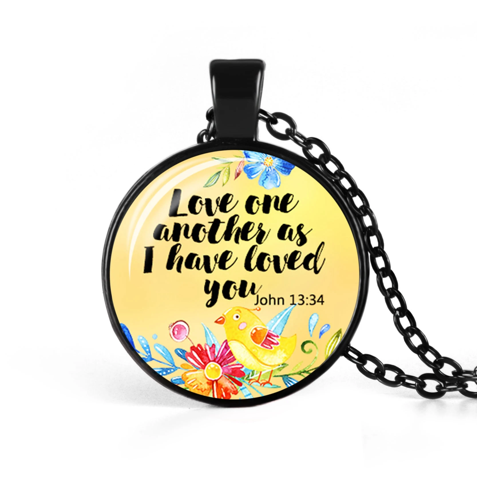 Христианские версии Библии черное ожерелье стеклянный кабошон модные ювелирные