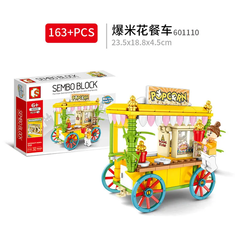 Блоки sembo автомобиль мини магазин Строительные кирпичи пешеходный уличный
