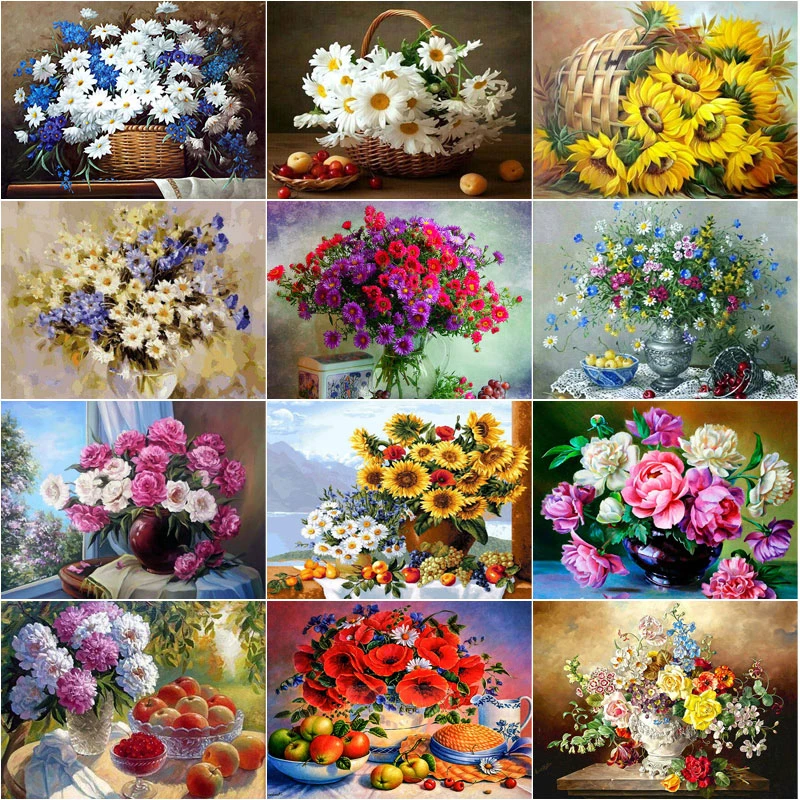 

Chrysanthemum Sunflower Full Square & Round Diy 5D Diamond Paintings Embroidery Mosaic Cross Stitch Home Decoration Gift