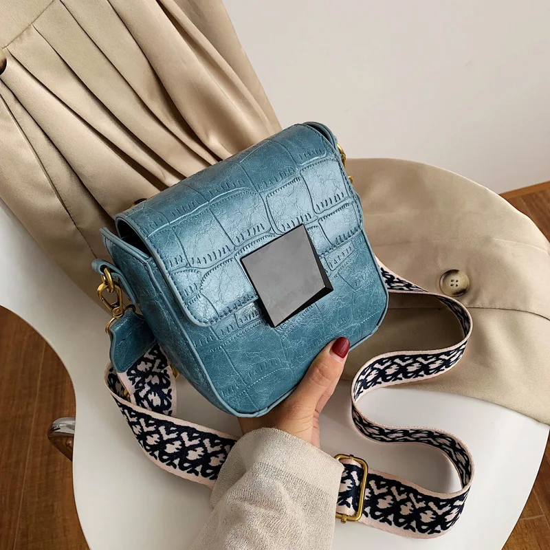Hot Sale 2019 Bags Women Fashion Simple Stone Pattern Shoulder Bag Summer New Small Square Wide Messenger | Багаж и сумки