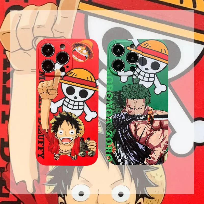 

BANDAI Anime ONEPIECE Funny Luffy Zoro Cartoon Cases for iPhone 11 12 13 PRO Max X XR XS MAX 7 8 Plus Phone Cover Wholesale Boys