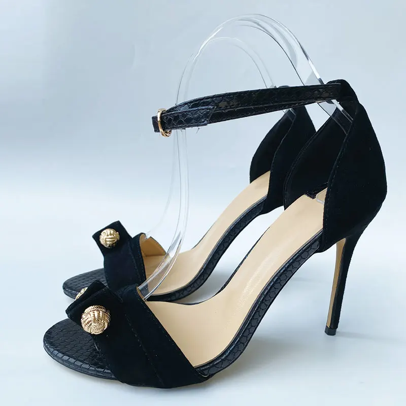

Женские босоножки с ремешком на щиколотке, черные босоножки на высоком каблуке с открытым носком, лето 2021