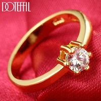 doteffil 925 sterling silvergold six claws classic aaa zircon ring for women fashion wedding party gift charm jewelry