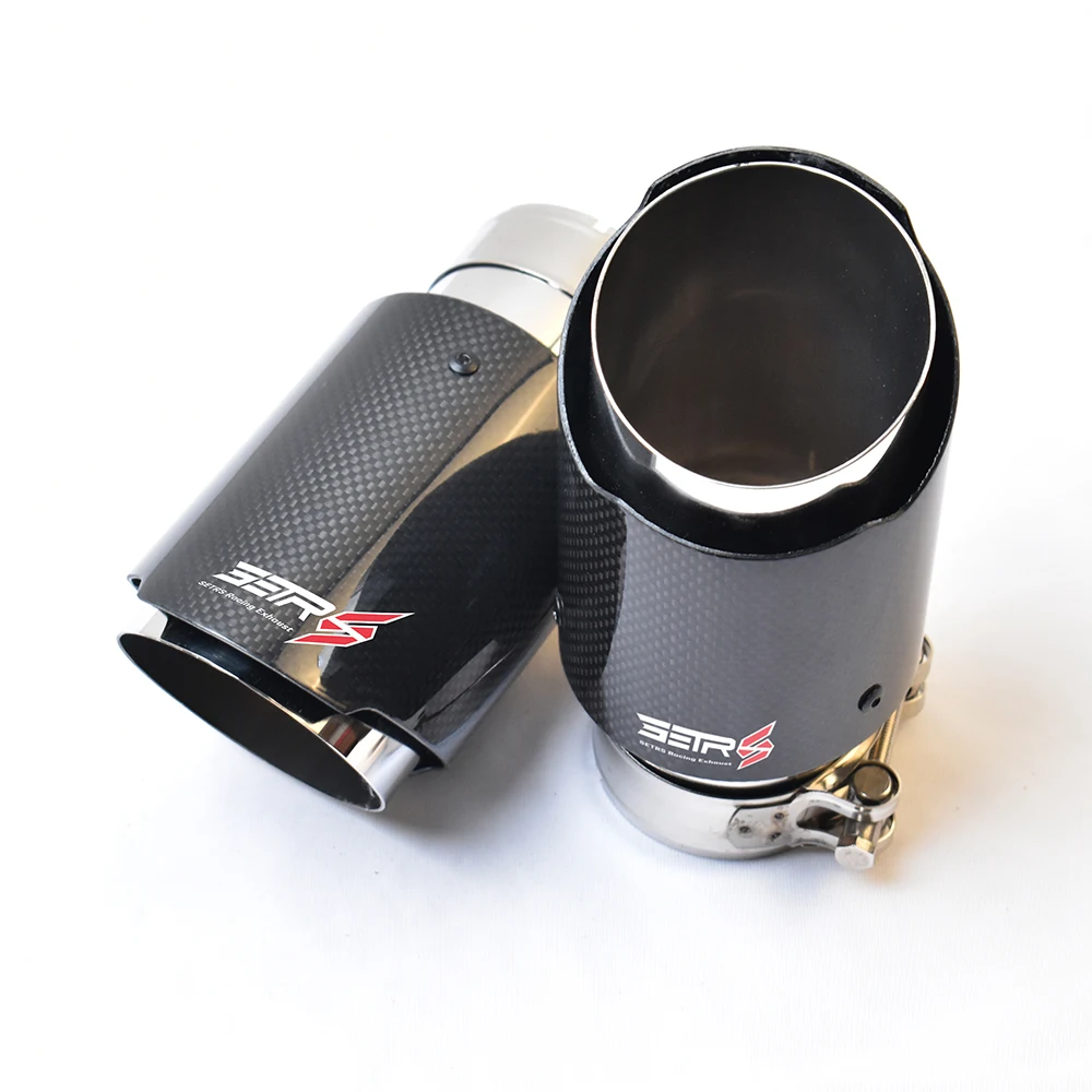 

1Pc 2.5 inch Inlet Car Modification Stainless Steel Muffler Pipe Straight Glossy Fiber Carbon Exhaust Tip