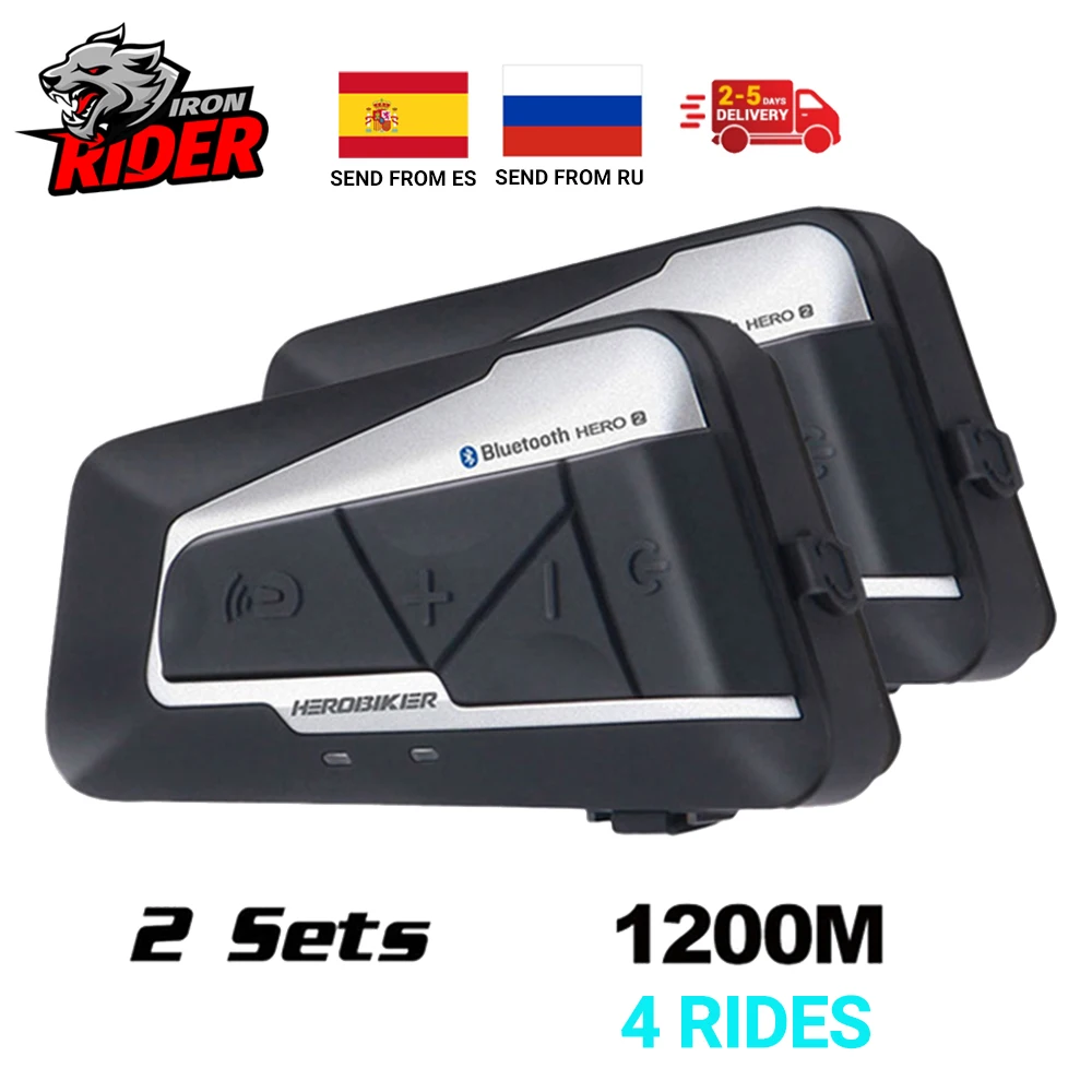 Переговорное устройство мотоциклетное водонепроницаемое на 1200 м с поддержкой