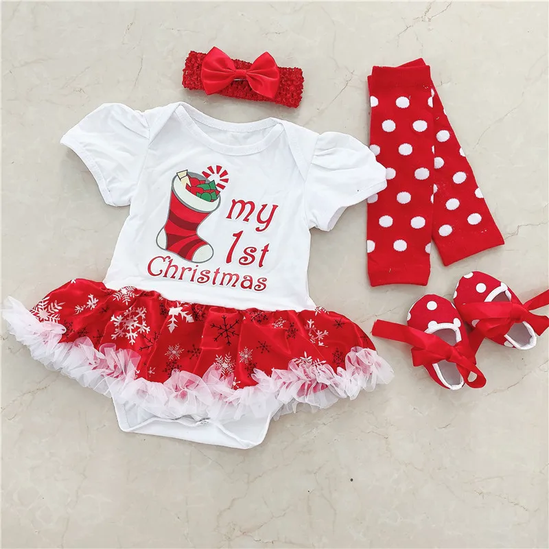 2019 Одежда для новорожденных рождественские боди девочек платье пачка + повязка