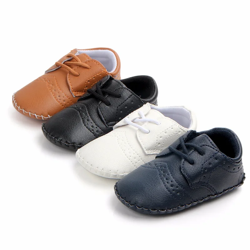 

Spring and Autumn 0-18M Baby Boys Casual Sports Toddler Shoes Infant Synthetic Leather Lacing Comfortable First Walkers Shoes