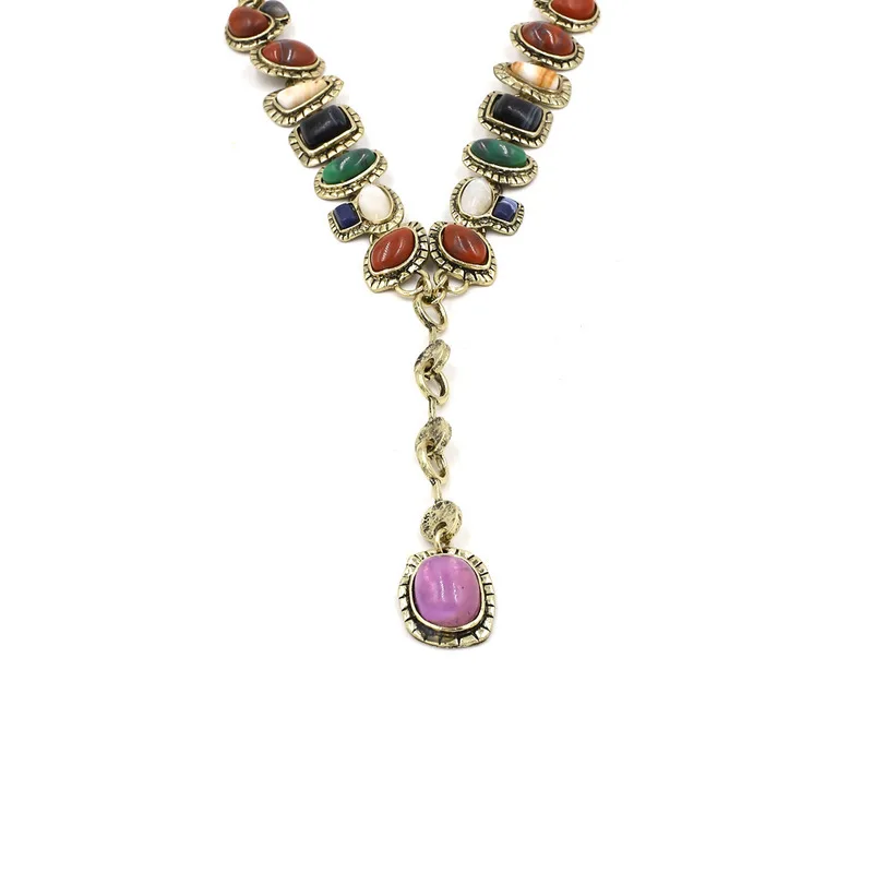 

American exaggerated alloy long pendant necklace Baroque retro color jewelry necklace wholesale cross-border supply