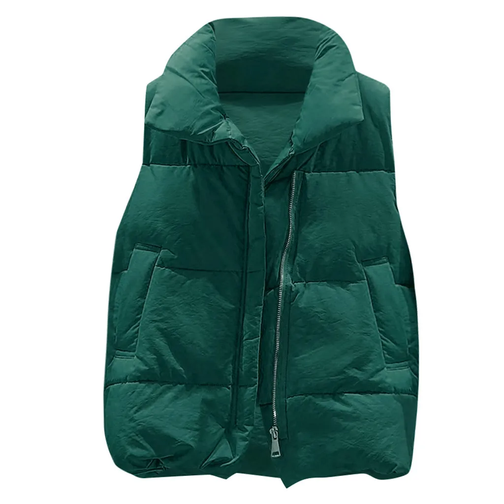 JAYCOSIN женский жилет с высоким воротником без рукавов короткий модный теплый