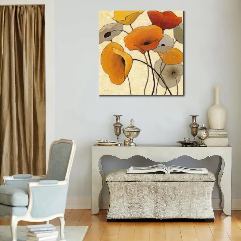 Настенный декор цветы тыква Мак холст Современная картина маслом Shirley Novak