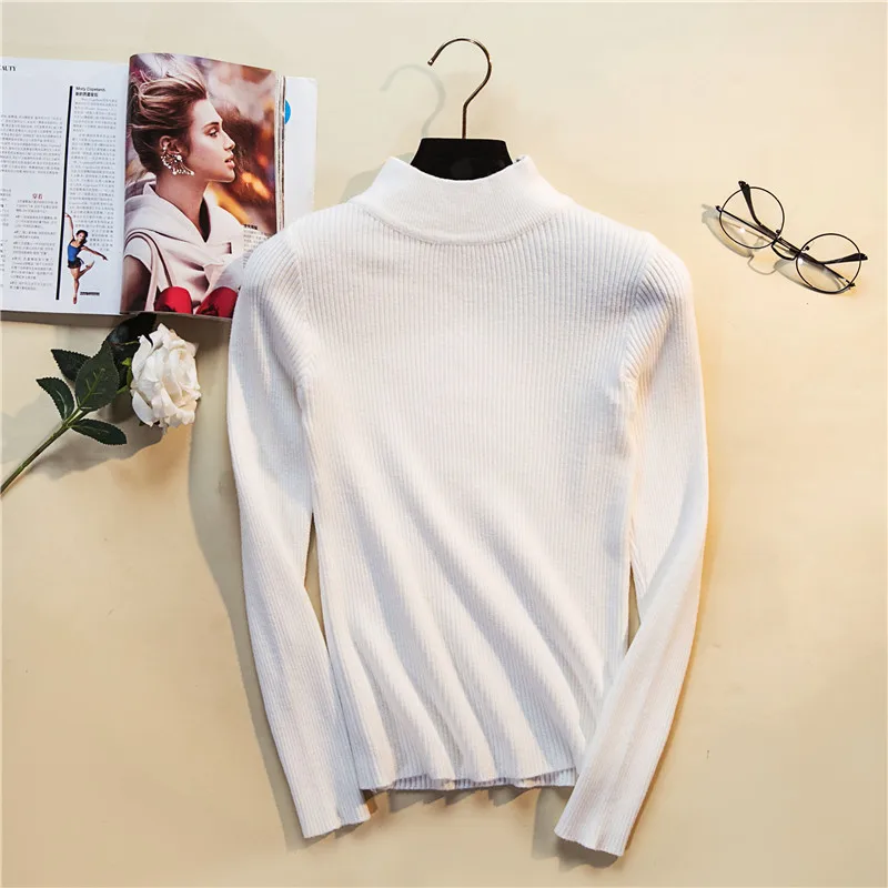 Fionto 2021 Autumn Winter Women Pullovers Sweater Knitted Elasticity Casual Jumper Fashion Slim Turtleneck Warm Female Sweaters | Женская
