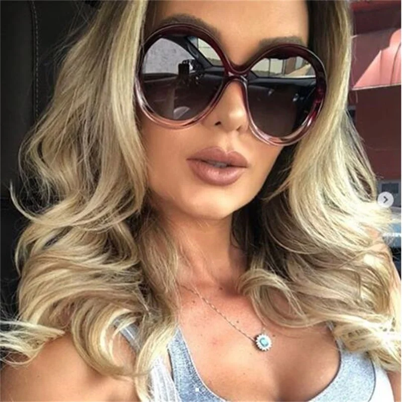 Большие круглые солнцезащитные очки женские Роскошные Модные прозрачные в