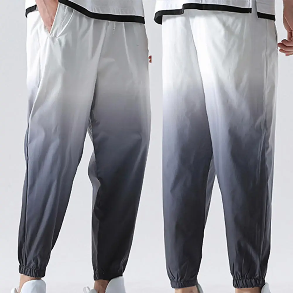 

Брюки мужские летние градиентные со шнурком и карманами, со средней посадкой, свободные брюки с эластичной талией